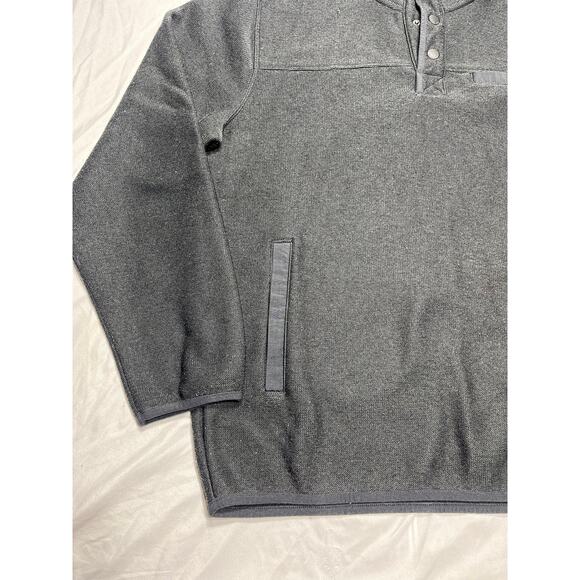 Eddie Bauer Men’s M Gray Snap Mock Fleece Pullover Sweater Polyester Casual - Picture 3 of 9